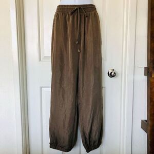 NWOT Skies Are Blue Green Silky Jogger Pants